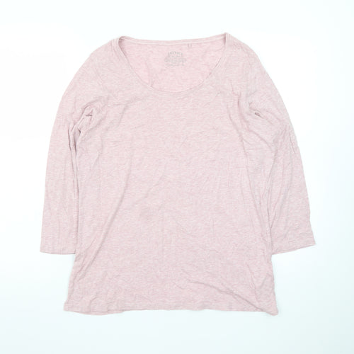 FatFace Women Pink 3/4 Sleeve Cotton Basic T-Shirt UK 10