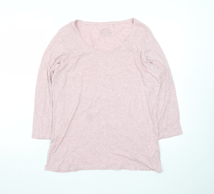 FatFace Women Pink 3/4 Sleeve Cotton Basic T-Shirt UK 10