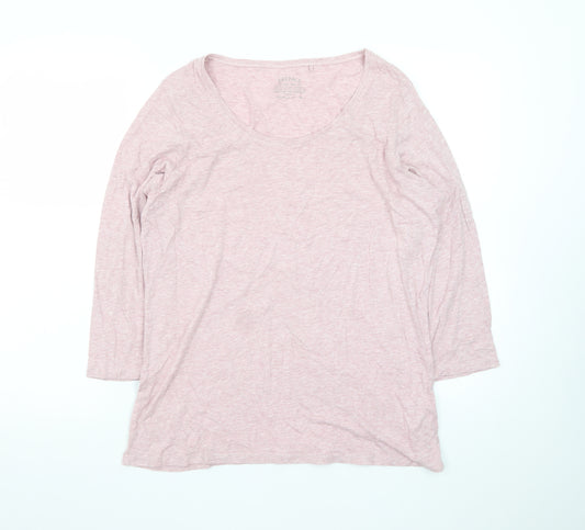 FatFace Women Pink 3/4 Sleeve Cotton Basic T-Shirt UK 10