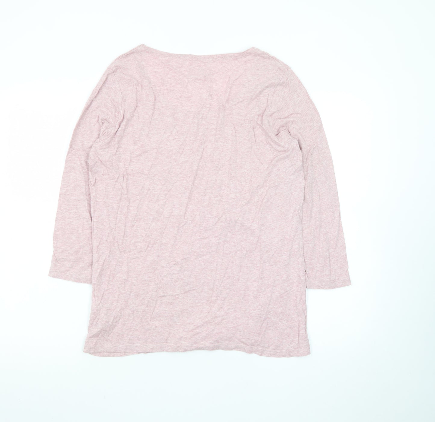 FatFace Women Pink 3/4 Sleeve Cotton Basic T-Shirt UK 10