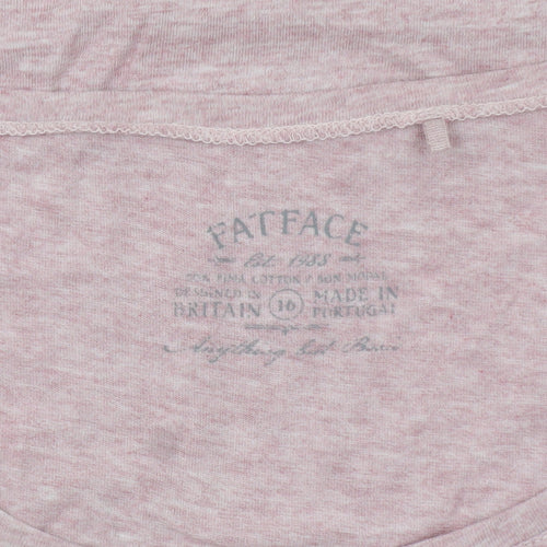 FatFace Women Pink 3/4 Sleeve Cotton Basic T-Shirt UK 10