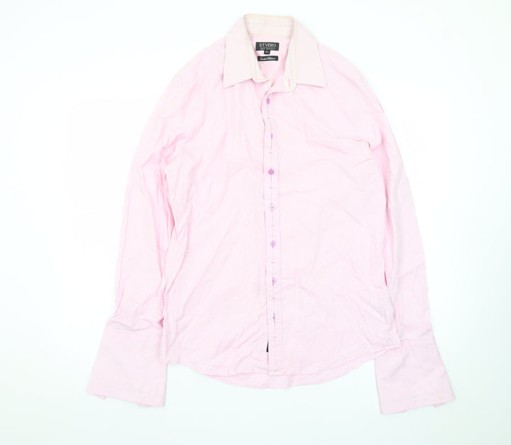 Jeff Banks Men's Pink Long Sleeve Button-Up Shirt 15.5in Limited Edition