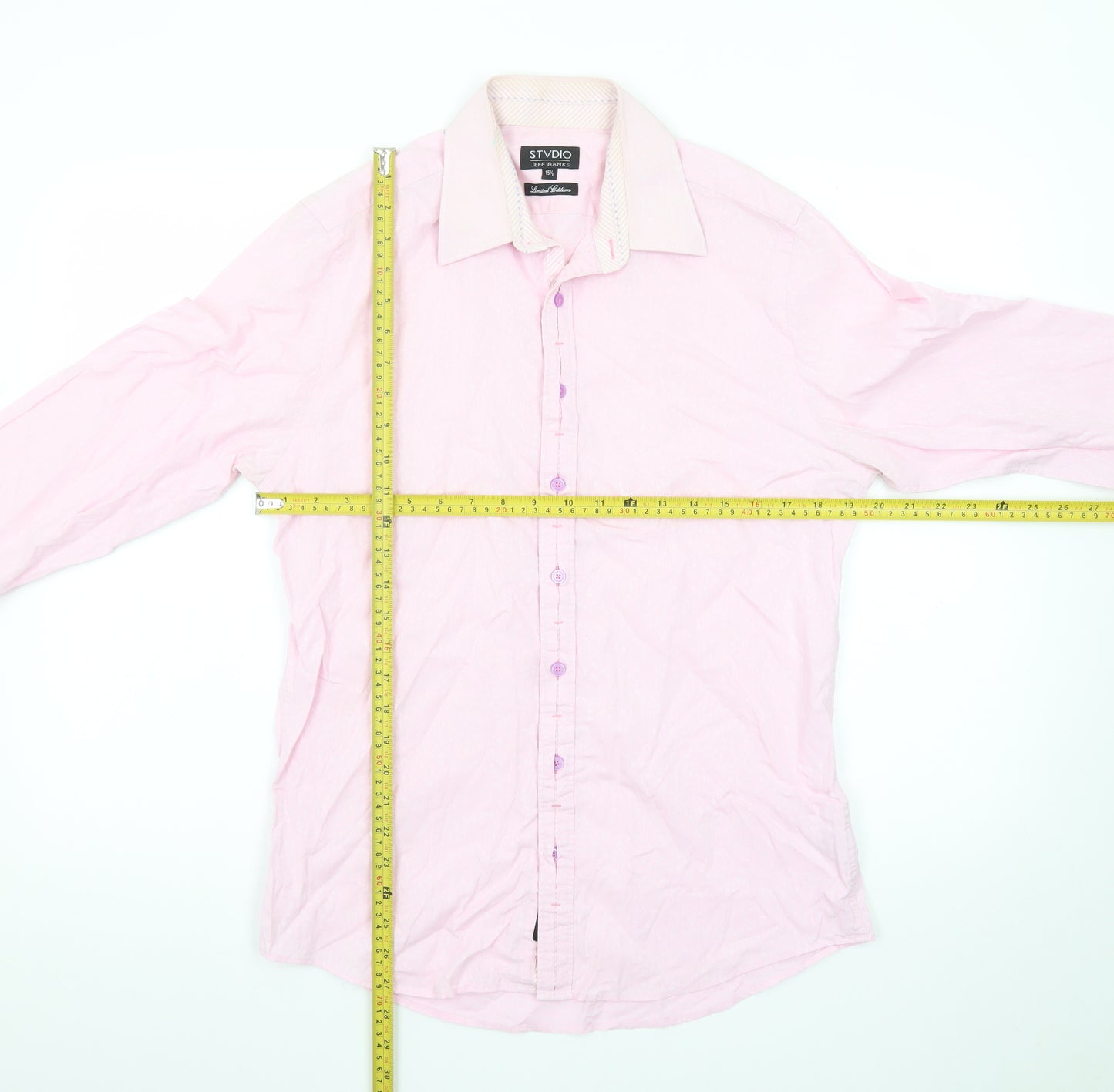 Jeff Banks Men's Pink Long Sleeve Button-Up Shirt 15.5in Limited Edition