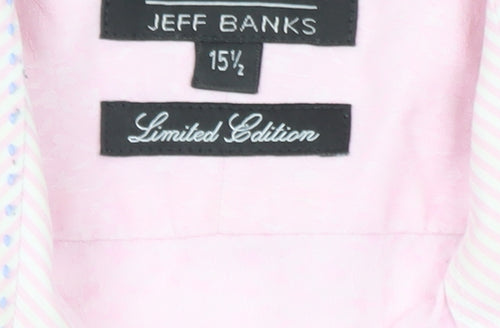 Jeff Banks Men's Pink Long Sleeve Button-Up Shirt 15.5in Limited Edition