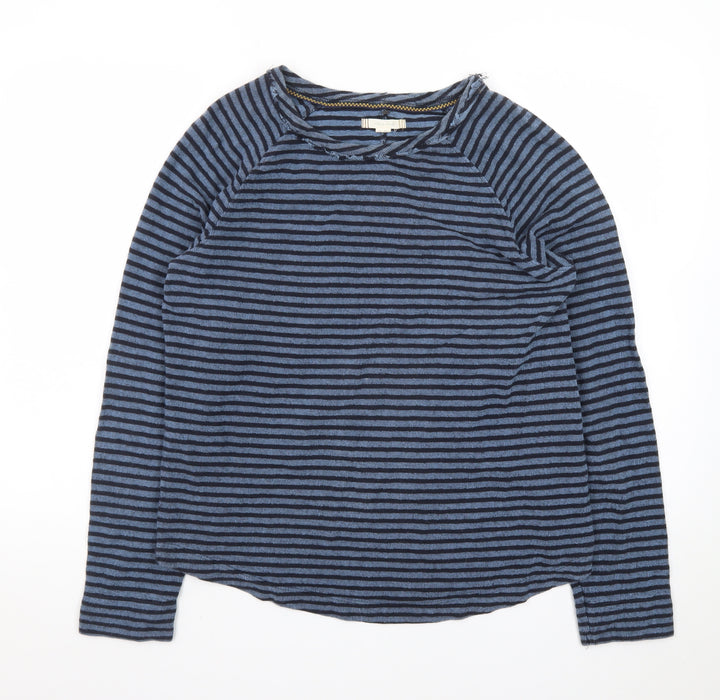 White Stuff Women Blue Striped Long Sleeve Cotton T-Shirt UK 12