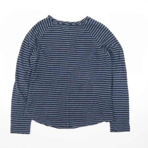 White Stuff Women Blue Striped Long Sleeve Cotton T-Shirt UK 12
