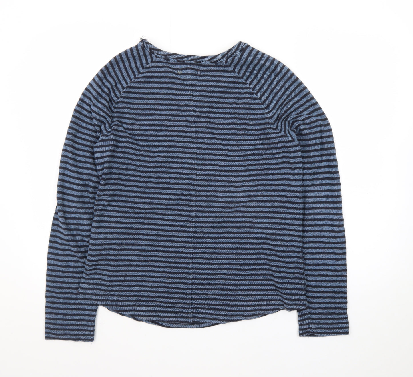 White Stuff Women Blue Striped Long Sleeve Cotton T-Shirt UK 12