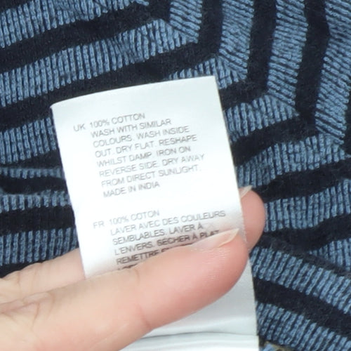 White Stuff Women Blue Striped Long Sleeve Cotton T-Shirt UK 12