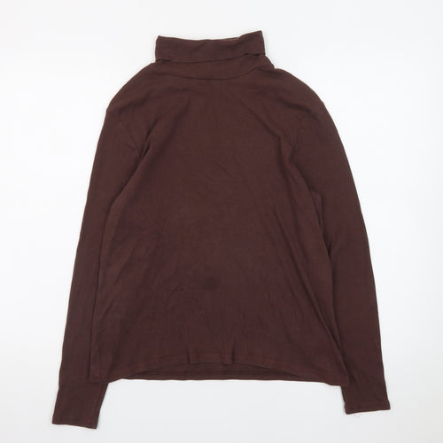 Marks and Spencer Women Brown Roll Neck Long Sleeve Jersey Top Size 18