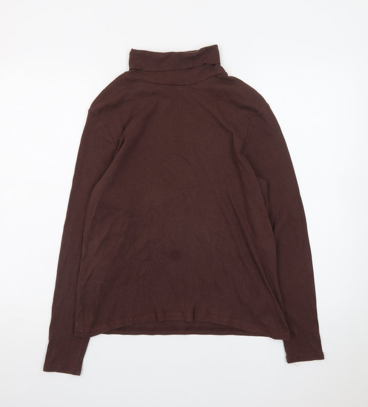 Marks and Spencer Women Brown Roll Neck Long Sleeve Jersey Top Size 18