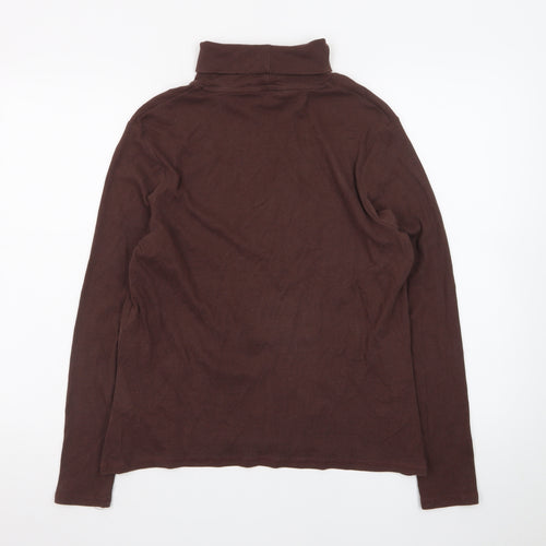 Marks and Spencer Women Brown Roll Neck Long Sleeve Jersey Top Size 18