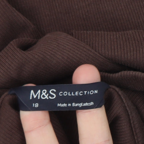 Marks and Spencer Women Brown Roll Neck Long Sleeve Jersey Top Size 18