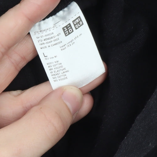Uniqlo Men’s Black L Regular Fit Sweatpants with Elastic Waist