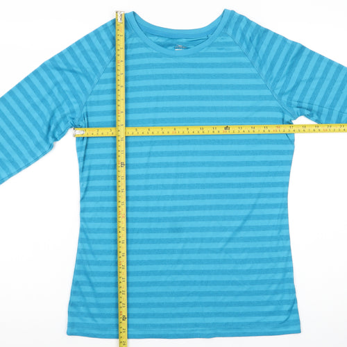 Crane Women's Blue Striped Long Sleeve Polyester T-Shirt Size 12-14