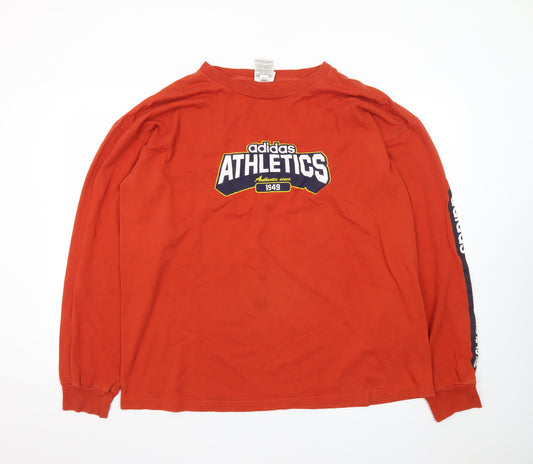 Adidas Men's Red Long Sleeve Athletics Graphic T-Shirt XL