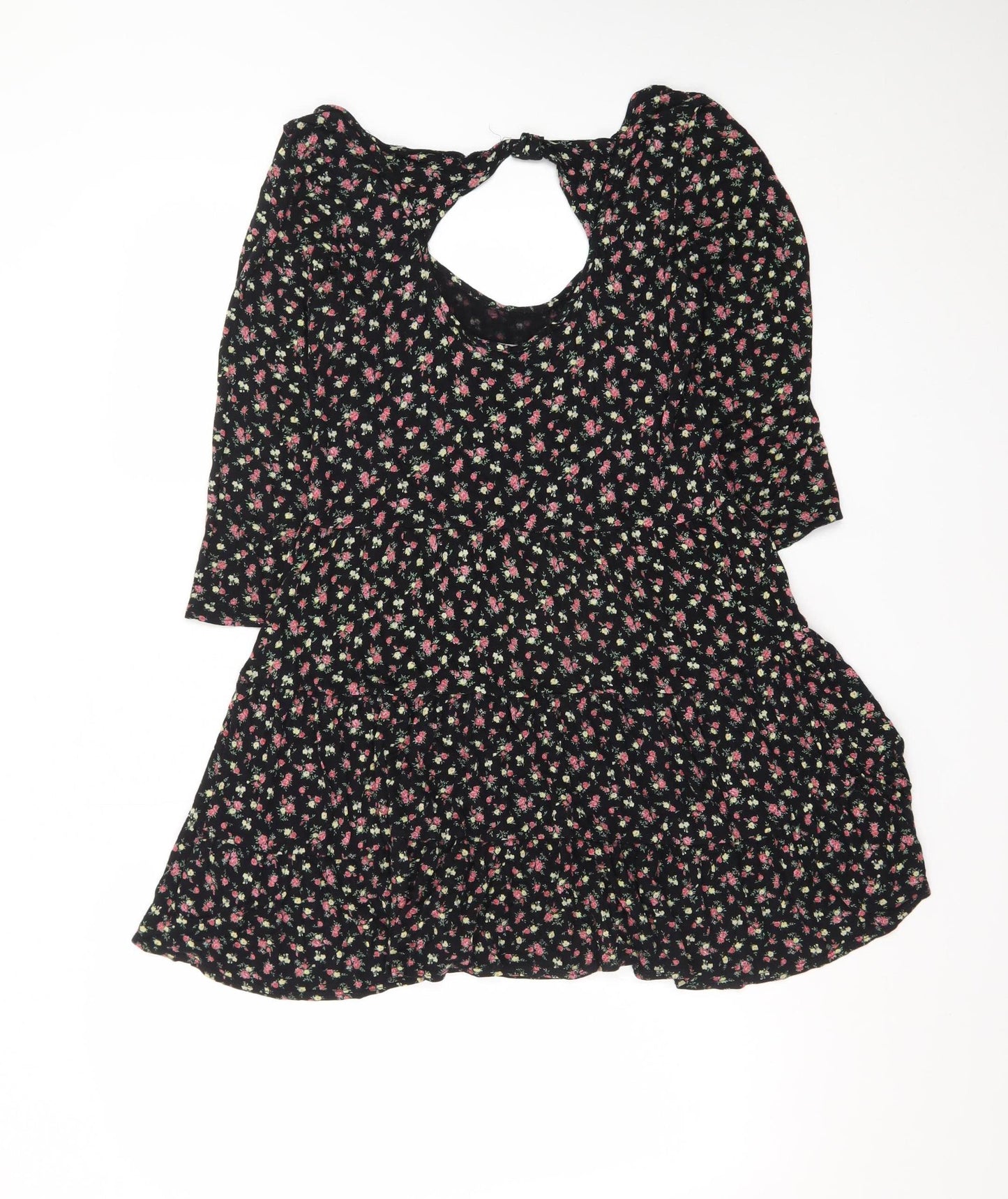 Dorothy Perkins Women's Black Floral Skater Dress Size 14