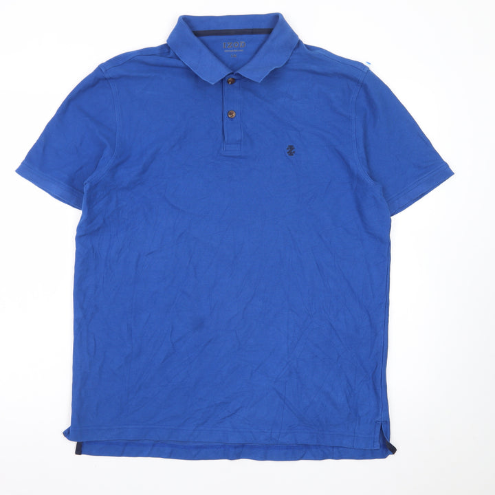 IZOD Men's Blue Cotton Short Sleeve Polo Shirt Size L