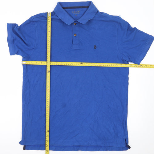 IZOD Men's Blue Cotton Short Sleeve Polo Shirt Size L