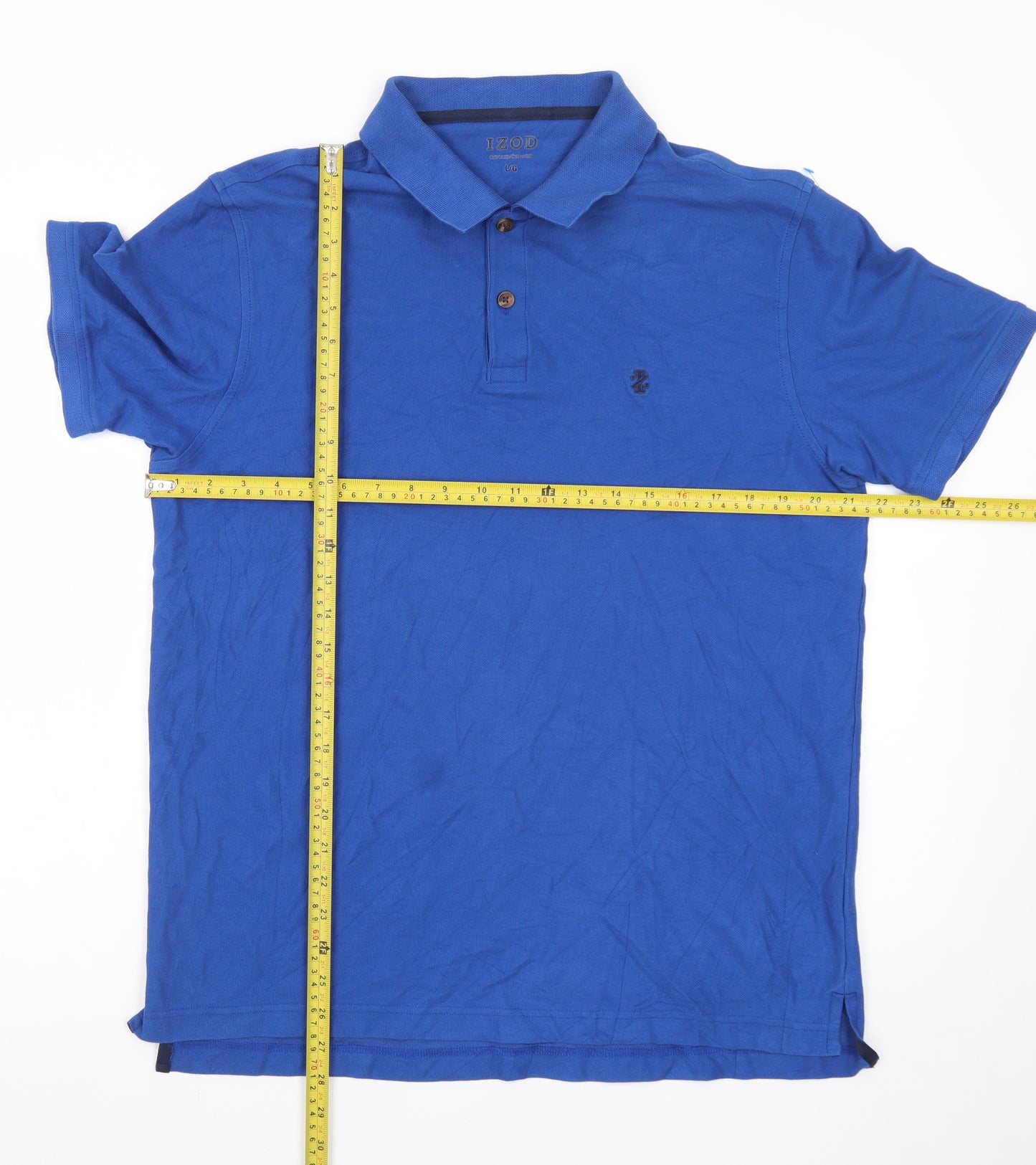 IZOD Men's Blue Cotton Short Sleeve Polo Shirt Size L