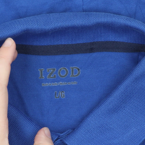 IZOD Men's Blue Cotton Short Sleeve Polo Shirt Size L