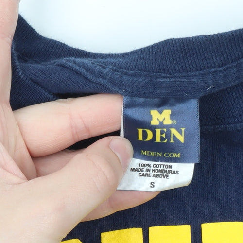 M Den Men's Navy Michigan Football Long Sleeve Cotton T-Shirt Small