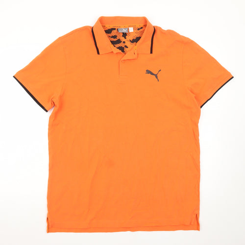 Puma Men's Orange XL Performance Polo Shirt Short Sleeve