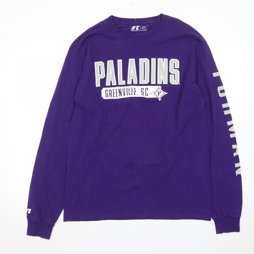 Russell Men Purple Paladins Long Sleeve Crew Neck Graphic T-Shirt Size L