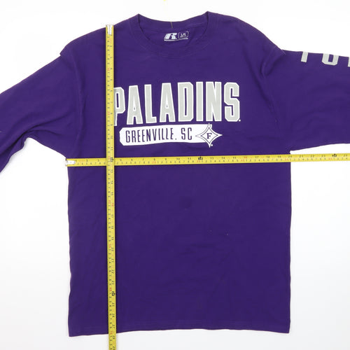 Russell Men Purple Paladins Long Sleeve Crew Neck Graphic T-Shirt Size L