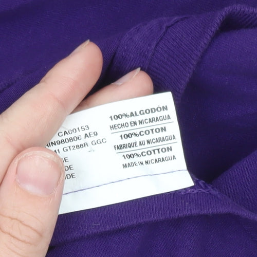 Russell Men Purple Paladins Long Sleeve Crew Neck Graphic T-Shirt Size L