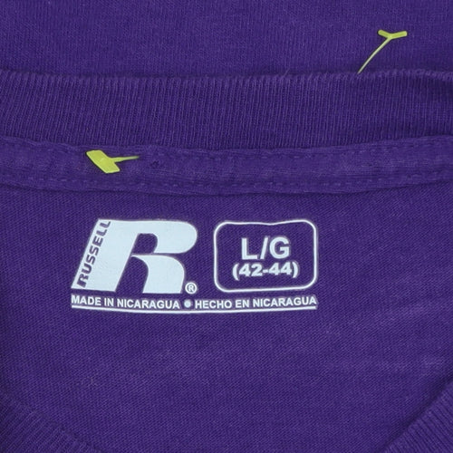 Russell Men Purple Paladins Long Sleeve Crew Neck Graphic T-Shirt Size L