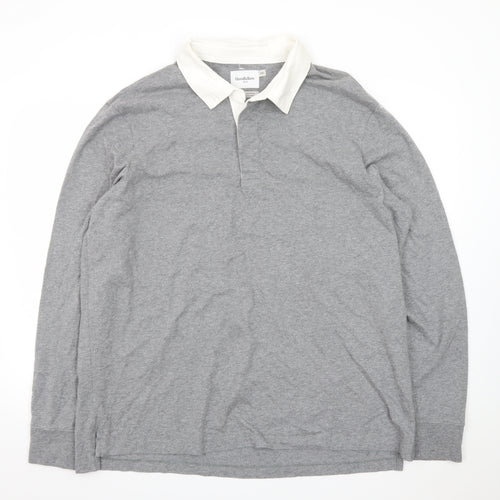 Goodfellow & Co Men's Grey Long Sleeve Polo Shirt XXL