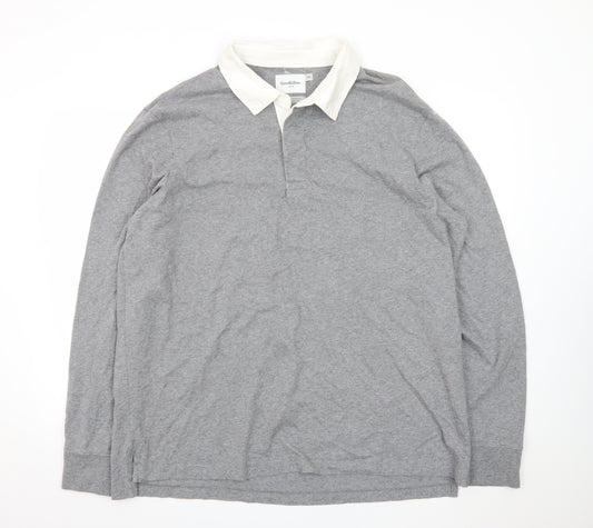 Goodfellow & Co Men's Grey Long Sleeve Polo Shirt XXL