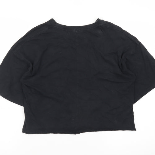 Grayson Threads Women's Black Cropped Cotton Graphic T-Shirt Size S