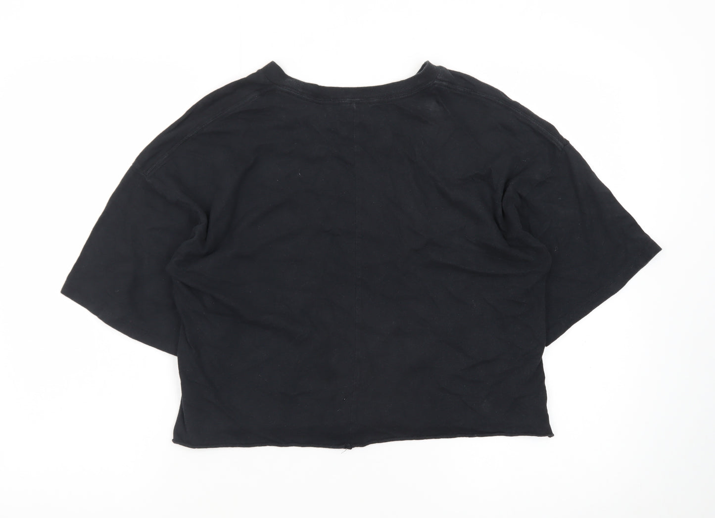 Grayson Threads Women's Black Cropped Cotton Graphic T-Shirt Size S