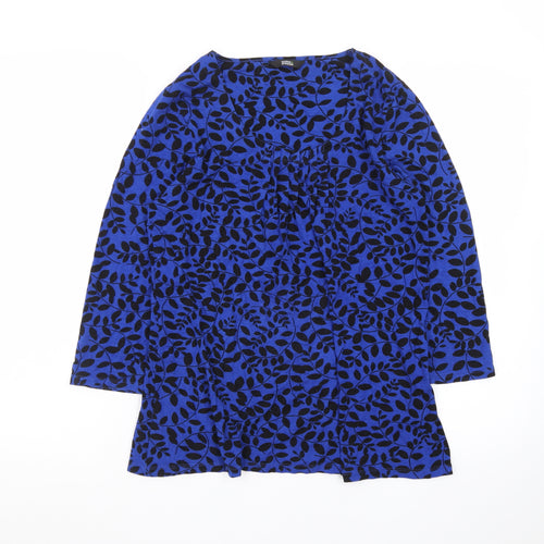 Marks and Spencer Womens Blue Floral Long Sleeve Tunic Blouse UK 14