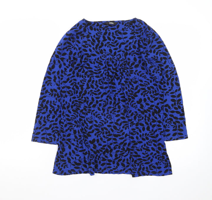 Marks and Spencer Womens Blue Floral Long Sleeve Tunic Blouse UK 14