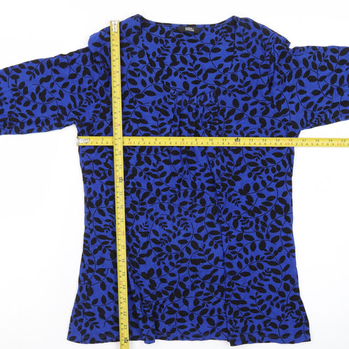 Marks and Spencer Womens Blue Floral Long Sleeve Tunic Blouse UK 14