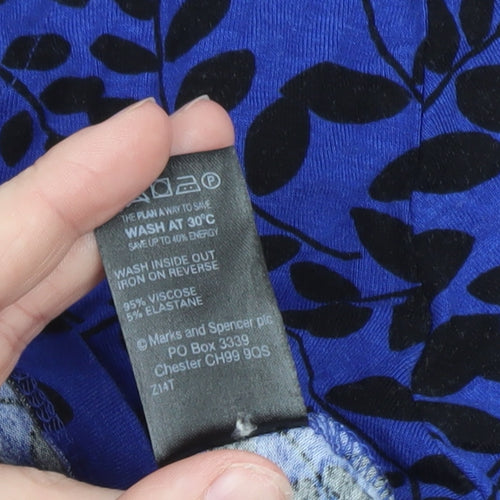 Marks and Spencer Womens Blue Floral Long Sleeve Tunic Blouse UK 14