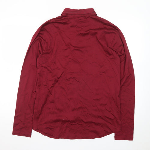 DKNY JEANS Men's Red Cotton Long Sleeve Button-Up Shirt M