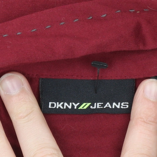 DKNY JEANS Men's Red Cotton Long Sleeve Button-Up Shirt M