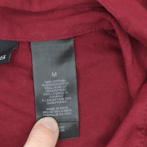 DKNY JEANS Men's Red Cotton Long Sleeve Button-Up Shirt M