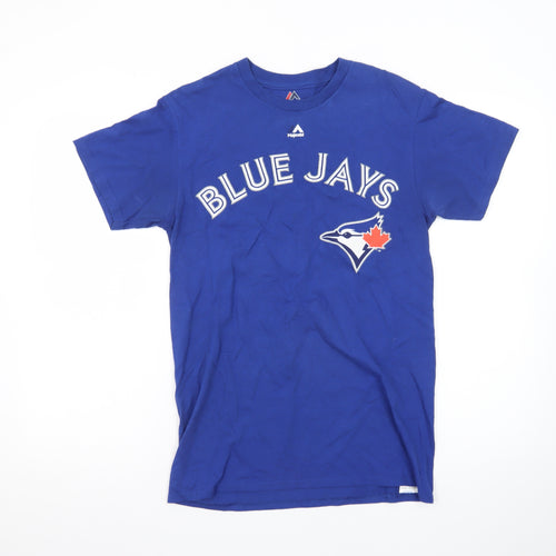 Majestic Men’s Blue Jays Blue Graphic Crew Neck Cotton T-Shirt Size S