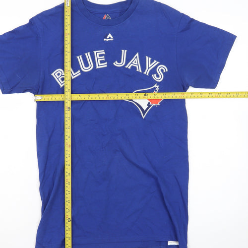 Majestic Men’s Blue Jays Blue Graphic Crew Neck Cotton T-Shirt Size S