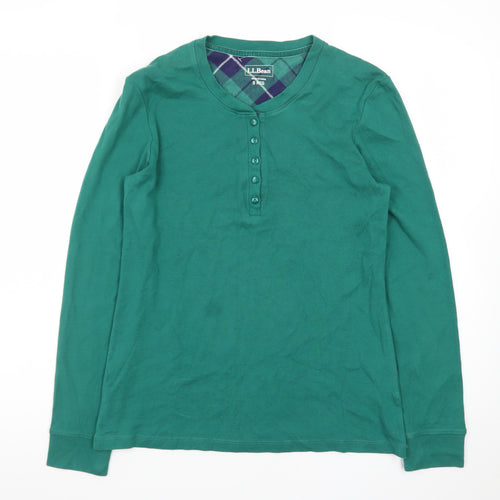 L.L.Bean Men's Green Long Sleeve Henley Cotton T-Shirt Size S