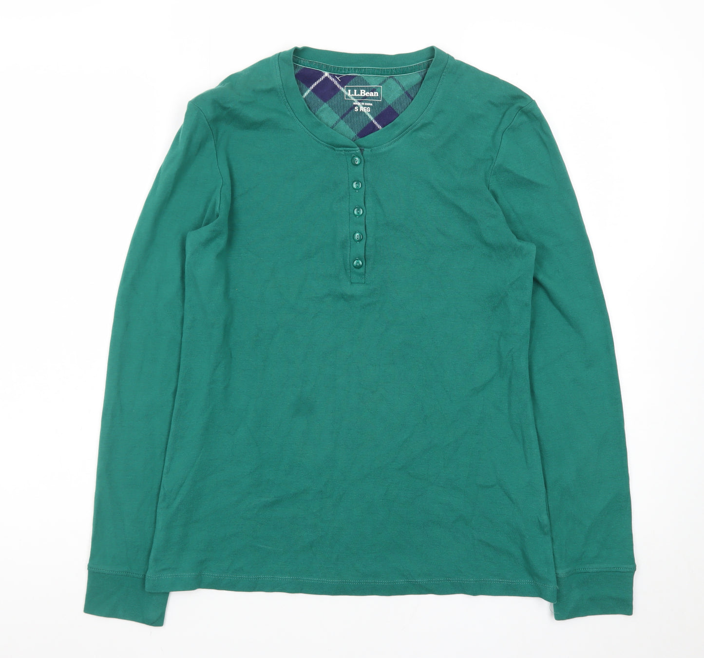 L.L.Bean Men's Green Long Sleeve Henley Cotton T-Shirt Size S