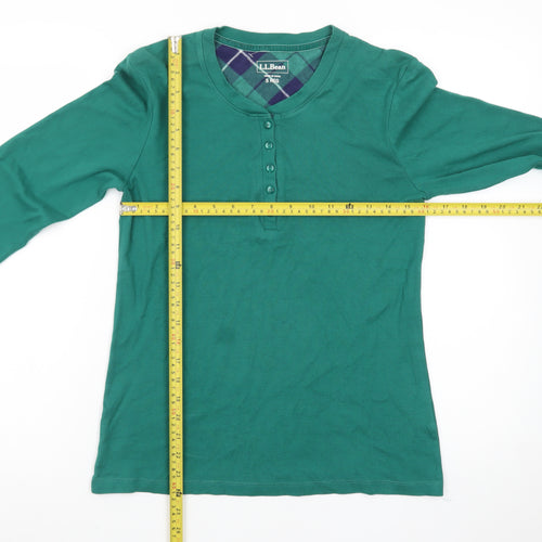 L.L.Bean Men's Green Long Sleeve Henley Cotton T-Shirt Size S