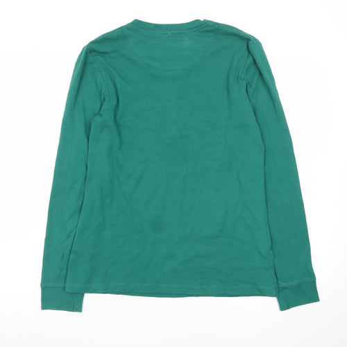 L.L.Bean Men's Green Long Sleeve Henley Cotton T-Shirt Size S