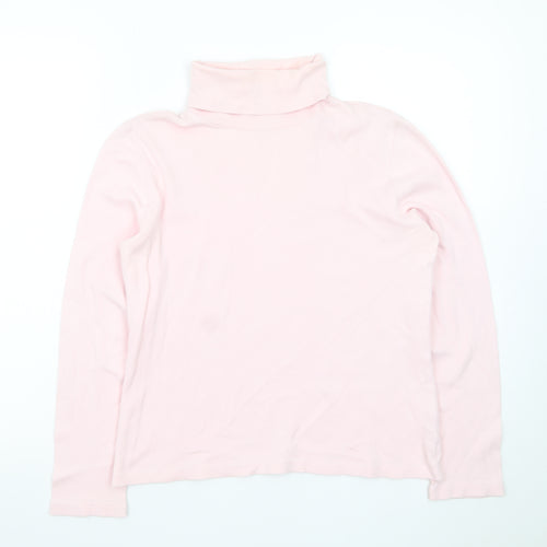 St. John's Bay Women's Pink Roll Neck Long Sleeve Cotton Top M