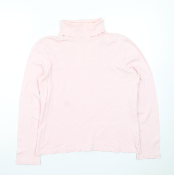 St. John's Bay Women's Pink Roll Neck Long Sleeve Cotton Top M
