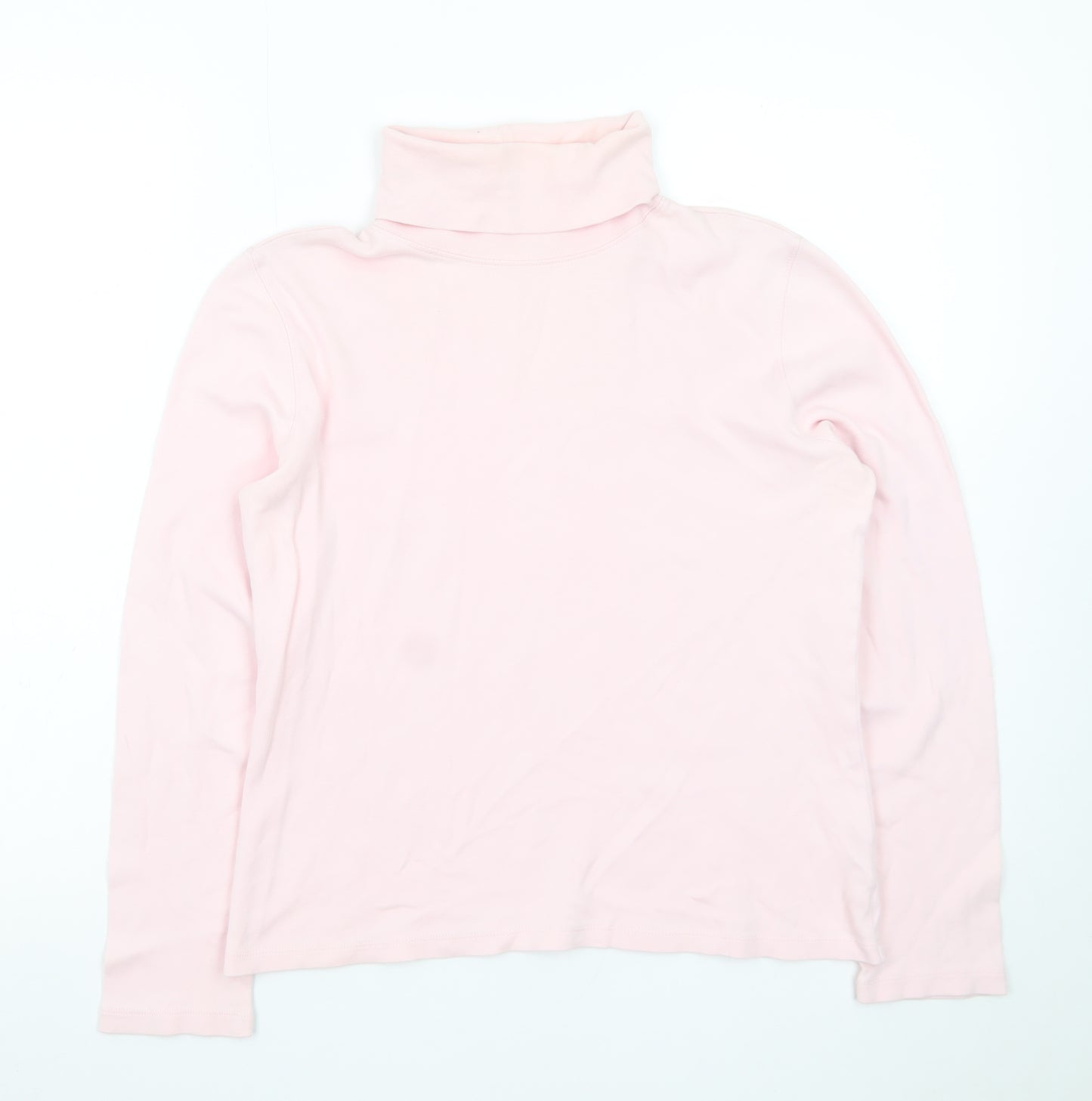 St. John's Bay Women's Pink Roll Neck Long Sleeve Cotton Top M